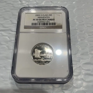 2005-S RIVESTITO PROOF MINNESOTA STATE QUARTER NGC PF70 ULTRA CAMEO - Foto 1 di 3