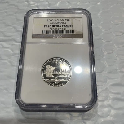 2005-S CLAD PROOF MINNESOTA STATE QUARTER NGC PF70 ULTRA CAMEO - Image 1 of 3