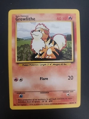Pokémon TCG Growlithe Base Set Unlimited Uncommon Card 28/102 - Image 1 of 2