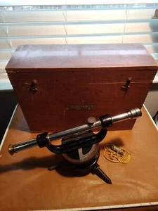 Vintage Starrett Surveyor's Transit Sight Level Scope Tool w/Wood Box Farm Tool - Picture 1 of 12
