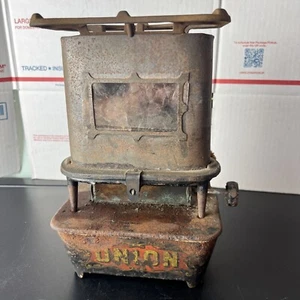 Antique UNION Cast Iron Kerosene Sad Iron Heater Camp Stove + Mica Window - Picture 1 of 17