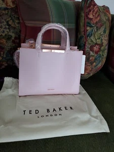 New Ted Baker London Jenny Faceted Bow Detailed Pink Leather Tote/Crossbody - Picture 1 of 5