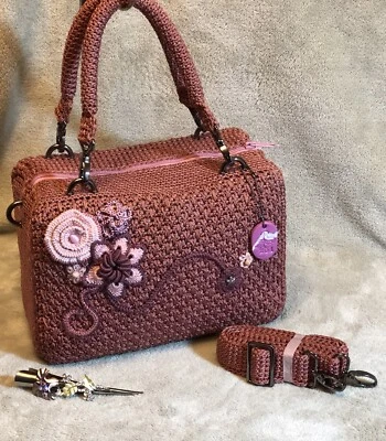 Шикарный розово-лиловый чехол Дамская сумка.  Единственный в своем роде цветочный дизайн. Подарок для нее. - Изображение 1 из 4