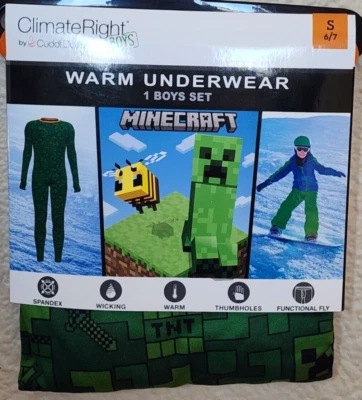 ClimateRight de Cuddl Duds Niños Minecraft Ropa Interior Cálida Talla S 6/7 TOTALMENTE NUEVO Foto 1 de 4