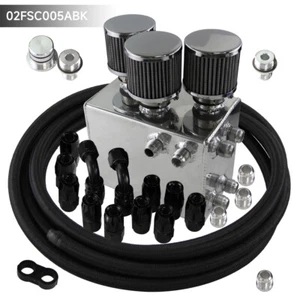 Oil Catch Can & 3 Filters & 10AN Hose for Honda Civic 92-00 Acura Integra 94-01 - Picture 1 of 10