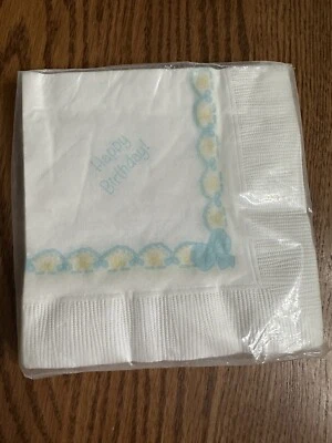 VTG 1994 Precious Moments Happy Birthday party Cake or Beverage Napkins Hallmark - Image 1 of 4