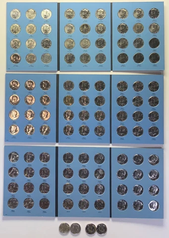 1964 - 2022 Kennedy Half PD 112 Coin COMPLETE Unc Set w2 "S" Issues in 3 Folders Cover