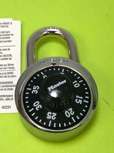 Master Lock Pad Lock Combination Silver w/ Black Face (lot of 2) - Picture 1 of 11