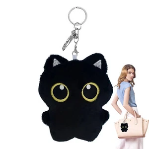 4.7'' Cute Black Cat Plush Doll Pendant Soft Toy For Kid Anime Cat KeyChain Gift - Picture 1 of 12