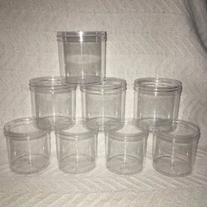 Uline S-12753 Clear Round Wide-Mouth 6 oz Plastic Jars ONLY - 8 Count - NEW - Picture 1 of 6
