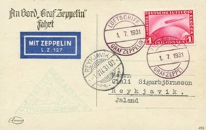 Deutschland Zeppelinpost - Islandflug 1931 - Sieger #113B - Hübsches PPC - SCHÖN - Bild 1 von 2