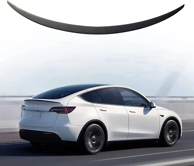 For Tesla Model Y 2020 - 2023 Rear Trunk Spoiler Tail Wing (Glossy Black Fiber) - Image 1 of 4