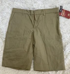 Dickies Classic Fit Girls Stretch Bermuda Shorts Size 16 Khaki School Pant-NEW - Picture 1 of 9