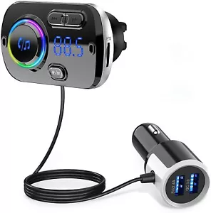 Fm Transmitter Bluetooth 5.0 Handsfree Car Kit With Quick Charge Qc 3.0 Car Radi - Picture 1 of 7
