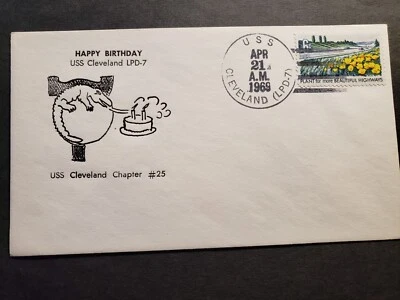USS CLEVELAND LPD-7 Naval Cover 1969 Alligator Anniversary Cachet - Image 1 of 2
