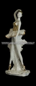 DAMA BALLERINA IN CERAMICA BIANCO E ORO CON CRISTALLI SWAROVSKI STATUA - Imagen 1 de 1