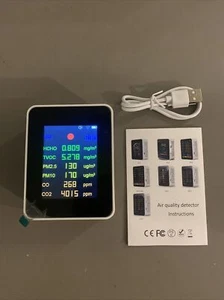 Air Quality Monitor CO PM2.5 TVOC HCHO Detector Carbon Dioxide Alarm 6 In 1 - Picture 1 of 2