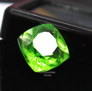 Piedras preciosas sueltas certificadas corte cojín peridoto verde raro natural impecable de 10 quilates - Imagen 1 de 7