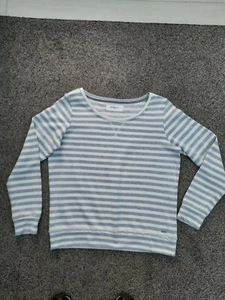 Ladies vero moda in blue Striped Sweatshirt Jumper Top Size L - Picture 1 of 4