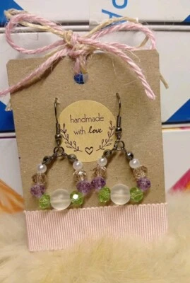 Orecchini Donna di Perle Acciaio con cristalli 💙 LuaCreazioni 💙 - Immagine 1 di 3