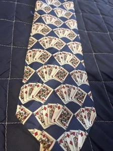 Museum artifacts men’s necktie cards casino diamonds magic 58” x 3.75” - Picture 1 of 5