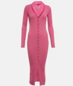 Vestido midi STAUD NUEVO CON ETIQUETAS Celina ribeteado de piel sintética - Imagen 1 de 9
