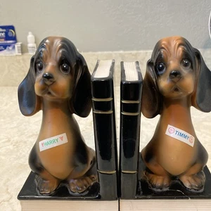 Vintage 1960’s Dachshund Ceramic Bookends JAPAN Older - Picture 1 of 19