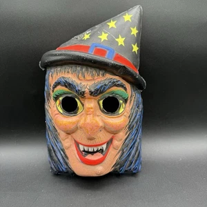 Máscara de Halloween Bruja Ben Cooper De Colección Luz Azul Día-Glo Colores Bruja Antigua - Imagen 1 de 8