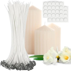 200PCS Candle Wicks 10 Inch with Candle Stickers – 100PCS Large Cotton Candle Wi - Bild 1 von 12