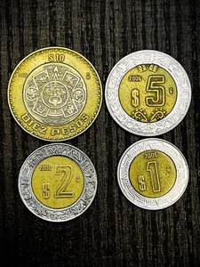 BIMETALLISCHE MEXIKANISCHE MÜNZEN LOT 10 $ 5 $ 2 $ 1 PESOS 2006 PIEDRA DEL SOL #1258M - Bild 1 von 4
