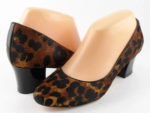 $350 COLE HAAN CHELSEA Leopard Printed Calf Hair Designer Mid Heel Pumps 7 - Picture 1 of 4