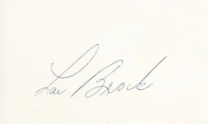 Lou Brock Signed Auto Cardinals 3x5 inch Index Card * Died 2020 HOF Hall of Fame - Picture 1 of 2