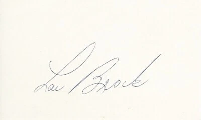 Lou Brock Signed Auto Cardinals 3x5 inch Index Card * Died 2020 HOF Hall of Fame - Image 1 of 2