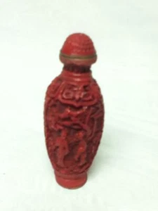 Vintage, 2pc Coral, Cinnabar Snuff Bottle 3.5in x 1.5in - Picture 1 of 8