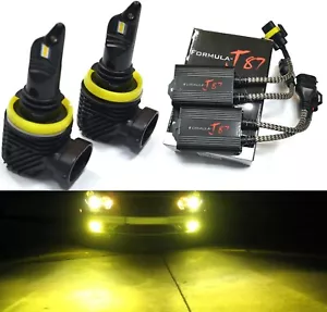LED M10 Canceler H8 3000K Yellow Two Bulbs Fog Light Replacement Plug Play Lamp - Picture 1 of 12