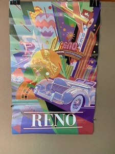 Vintage seltenes Reno Reise Poster Casino Art Deco Doug Johnson Nevada - Bild 1 von 11