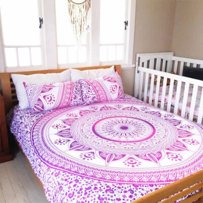 Indian Hippie Bedding Set Double King Size Cotton Mandala Duvet Quilt Cover - Image 1 of 3