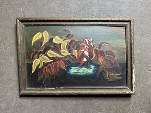 Antikes Ölgemälde 1800er Blumen geschnitzte Rahmen Frederick Hudson Valley? Masse - Bild 1 von 9
