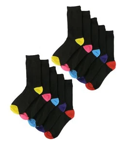 10 Pairs Of Kids Black Multi Socks, Boys Girls Heel & Toe Socks - Picture 1 of 8