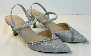 I. MILLER elegante Damen-Sandalen 7 silberhochzeit Abschlussball schicke Pumps Pfennigabsatz - Bild 1 von 8