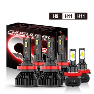 For Jeep Grand Cherokee 2019 2020 2021 6500K LED Headlight Fog Light Bulbs Combo - Picture 1 of 19