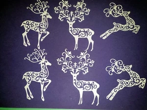 6 x Tattered Lace Reindeer Die Cuts in White - Card Making, Scrapbooking etc - Picture 1 of 4