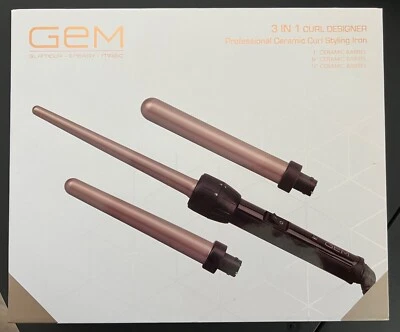 NEW GEM 3 in 1 Curl Designer Professional Ceramic Curl Styling Iron - Image 1 of 2