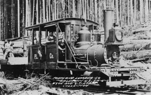 RPPC Portland Lumber Co. Oregon Baldwin #3 Holzfällerzug Eisenbahn um 1940 Vintage - Bild 1 von 2