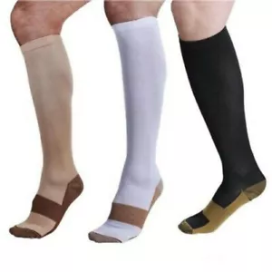 (3/6 Paia) Calze a Compressione Al Ginocchio Rame Uomo Donna 8-15mmHg USA STOCK - Foto 1 di 15