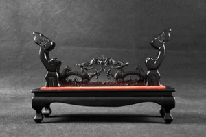 Wood Samurai Sword Holder Stand Wakizashi Katana Martial Arts Rack Dragon Carved - Picture 1 of 8