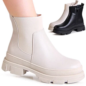 Damenschuhe Plateau Stiefeletten Chelsea Boots Ankle Boots Booties Stiefel - Bild 1 von 7