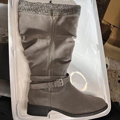 Torrid ботинки женщин 11 1/2 удлинить икры черный смазанный замшевый свитер колена высоты - Изображение 1 из 4