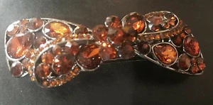 Neu Gold Topas Kristall Schleife 3 '' Haarspange - Bild 1 von 2