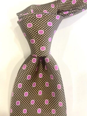 Corbata Dolcepunta marrón y púrpura lunares seda hecha en Italia Foto 1 de 3